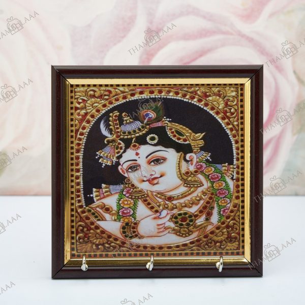 Tanjore art Printed Krishna Key hanger