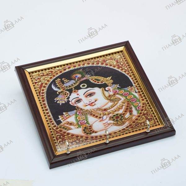 Tanjore art Printed Krishna Key hanger