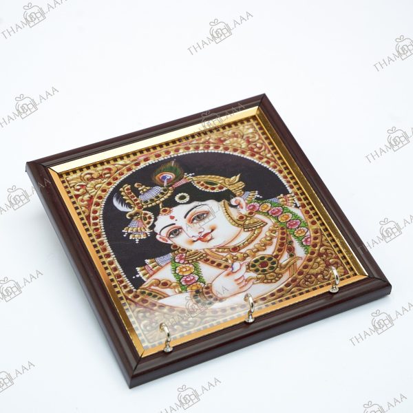 Tanjore art Printed Krishna Key hanger