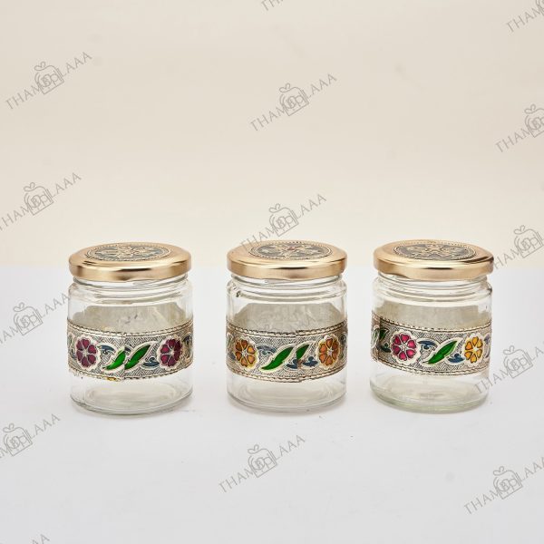 Nuts glass jar with basket