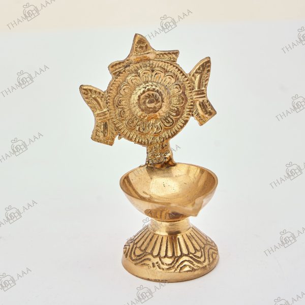 Brass Shank Chakra Diya pair