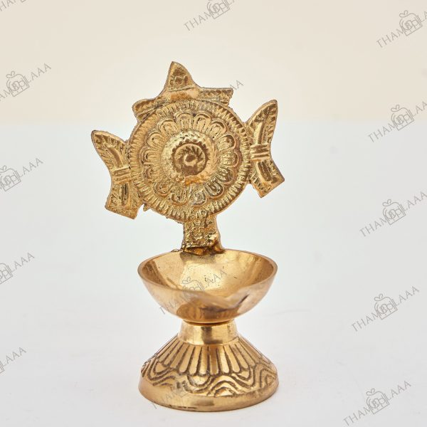 Brass Shank Chakra Diya pair