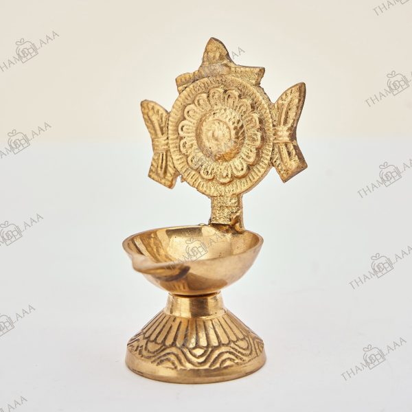 Brass Shank Chakra Diya pair