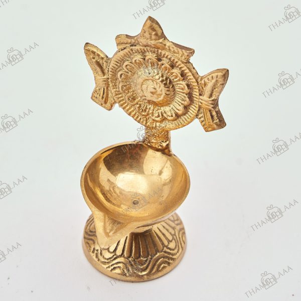 Brass Shank Chakra Diya pair