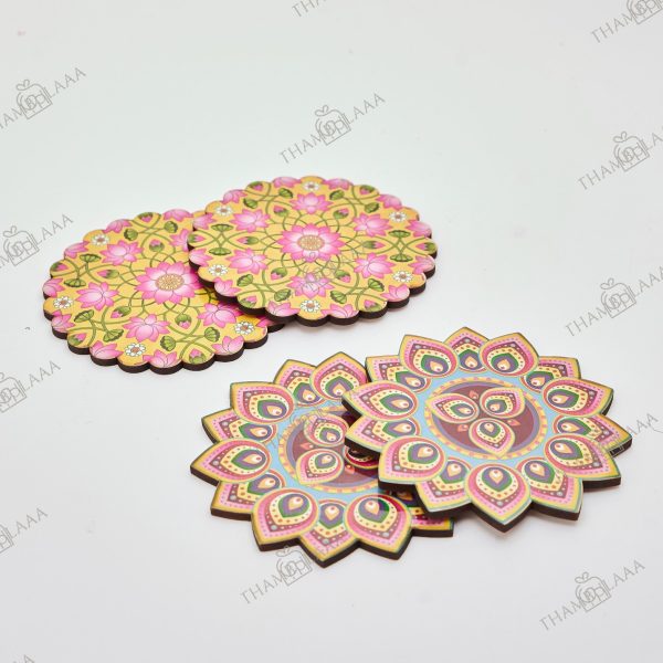 MDF wooden coaster set of 2 pcs