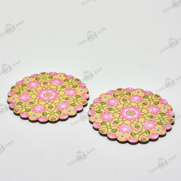 MDF wooden coaster set of 2 pcs