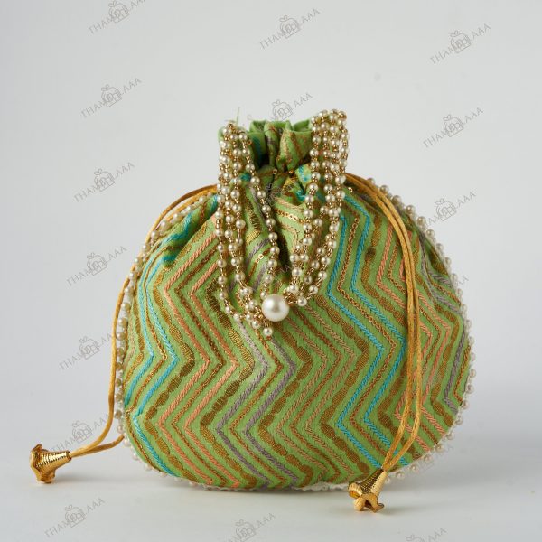 Embroidery sequin wavey potli bag