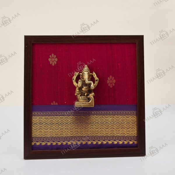 Brass Ganesh with Silk Frame