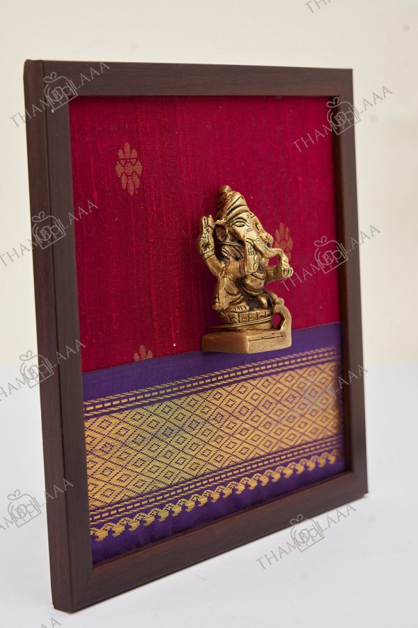 Brass Ganesh with Silk Frame