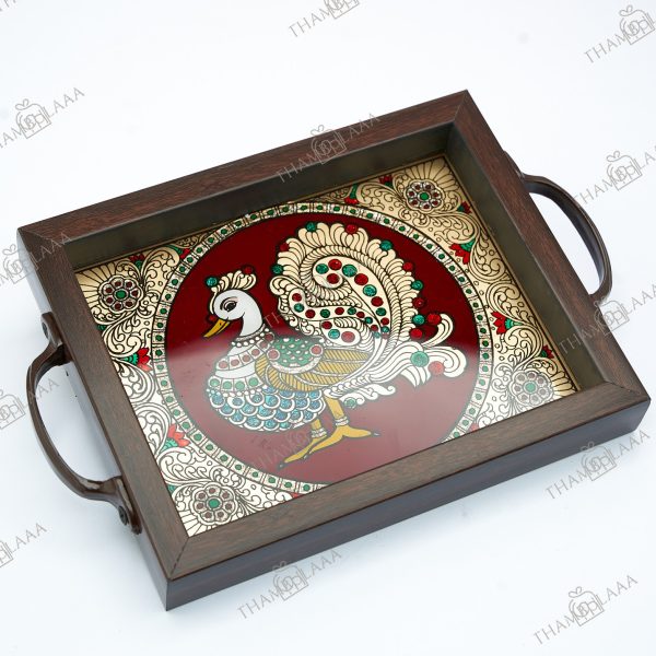 Reverse Glass Peacock Tray