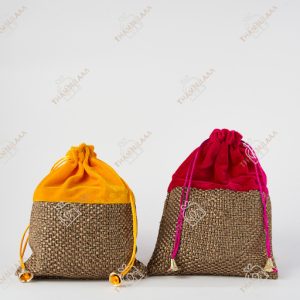 Jute velvet Potli bag