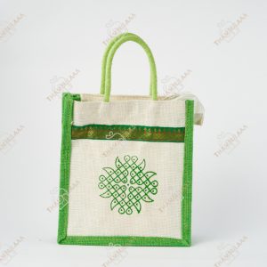 Kolam border jute bag