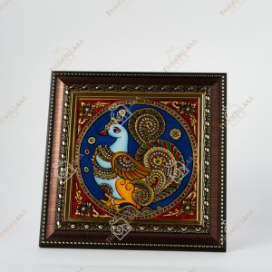 Reverse glass painting peacock frame